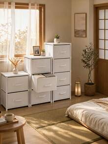 1pc Non-Woven Fabric And Steel Tube Combination Drawer Storage Cabinet, No-Drill Installation, Multi-Functional Storage Cabinet Suitable For Bedroom, Living Room, Small Apartment And Dormitory, Can Store Clothes, Cosmetics And Daily Sundries - Multi-color Upgraded Version - View 3