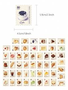 50pcs Food Postage Stamp Stickers For Decorating Planner, Diary, Scrapbook, Notebook, Luggage, Guitar, Skateboard, Manual, Tablet, Water Bottle, Phone - Coffee Brown - View 6