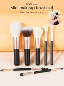 SEPROFE 7 Pcs Small Makeup Brush Set, Portable Travel Makeup Brushes, Ultra Soft Fiber Bristles For Natural Defined Finish, Premium Texture Handle, Includes Blush Brush Contour Brush Eyeshadow Brush, Compact Beauty Tools For Daily And Travel Use - Black - View 1