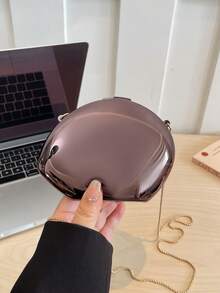 1pc Mini Solid Color Acrylic Asymmetric Design Fashion High-End Party Accessory Women's Evening Bag Clutch Shoulder Crossbody Chain Bag With Kiss Lock - Coffee Brown - View 8