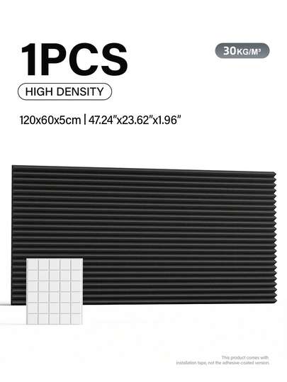 TMJD MISS 1pc Professional Acoustic Foam Panel - 120x60x5cm | For Echo Reduction And Noise Control | Professional Grade Soundproofing For Home Theater, Game Room, Studio | With Double-Sided Adhesive Tape (Black/White/Grey)