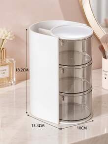 Modern Rotating Desktop Storage Box With Transparent Compartments, Multi-Layer Cosmetic And Hair Accessory Organizer, Space-Saving Vanity Storage Box For Hair Ties, Hair Clips, Jewelry, Makeup Tools, Suitable For Bedroom, Bathroom, Dormitory, Vanity And Daily Use - Multicolor - View 9