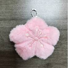 1 Pc Healing Sakura Plush Ornament Pendant, Keychain Backpack Accessory Gift, Pink Plush Sakura Bag Charm, Suitable For Girls Gift Backpack Pendant, Best Friend Gift, Halloween, Thanksgiving, Christmas, Birthday Gift - Pink - View 9