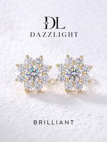 1pc Moissanite Stud Earrings, Exquisite 0.5ct Pave Flower Earrings, Suitable For Women's Daily Wear And Gatherings - Fully Diamond Moissanite Earrings - View 5