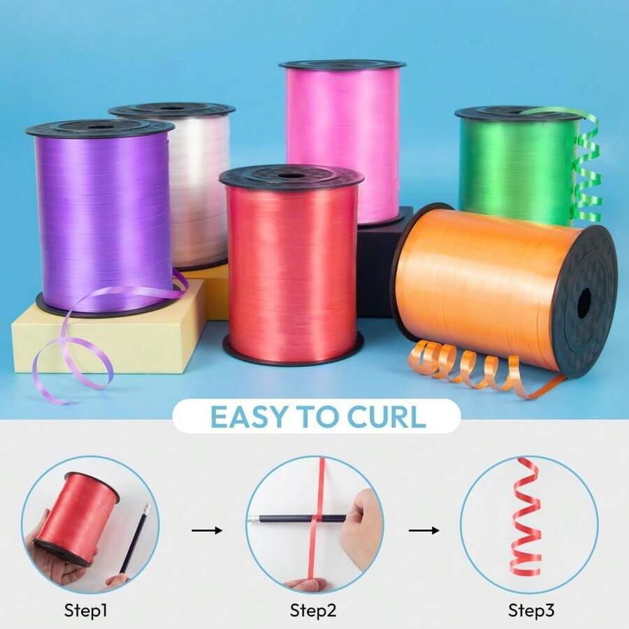 1/3/6 Rolls Balloon Ribbon, Balloon Tie, Rainbow Color Balloon Ribbon, Curling Ribbon Roll, Holiday Balloon Tie Packaging Ribbon, Balloon String, Suitable For Party Decoration, Wedding, Birthday, Holiday Supplies, New Year, Graduation Supplies