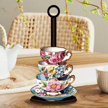 This Kitchen Paper Towel Holder Features A Stylish Teacup Pattern, Can Also Be Used As A Bathroom Toilet Paper Holder, And Is Suitable As A Decoration For Afternoon Tea Gatherings, As Well As For Use In The Kitchen, Living Room And Other Areas. - Multicolor - View 1