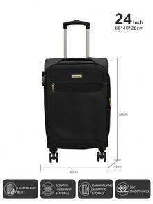 20/24/28 Suitcase, Hardshell/Softshell, Impact-Resistant, Expandable Section For Extra Capacity, Trolley Case, Storage Case, Carry-On, Checked Luggage - Black - View 7