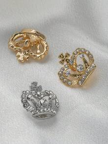 [8pcs Rhinestone Buttons] 8pcs Elegant Rhinestone Metal Buttons | Crown Shaped Elegant Style, Suitable For Wedding Dress, Dress, Coat, Sweater, Suit, Uniform Decoration, DIY Bags, Gifts, Gift Boxes, Doll Sewing Accessories - Multicolor - View 10