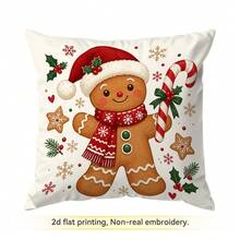 4pcs/1pc Christmas Gingerbread Man Pattern Pillow Case Without Insert, Single-Sided Printed Pillow Case, Suitable For Living Room, Bedroom, Home Decor, All-Season Pillow Case - Multicolor - View 12