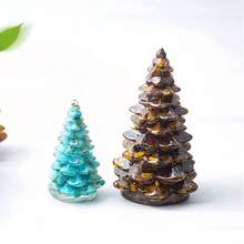 Crystal Crushed Stone Holiday Tree Decor Ornament, Resin Drip Holiday Theme Desktop Display, Holiday Atmosphere Mini Resin Crystal Tree, Christmas Eve Scene Decoration, Home Soft Decor Accessory, Holiday Creative Gift - Multicolor - View 4