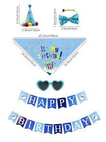 5pcs/3pcs Pet Dog Birthday Hat, Dog Birthday Decorations, Dog Birthday Headband, Dog Birthday Party Supplies, Birthday Dog Outfit For Small, Medium And Large Dogs And Cats, Dog Party Decorations - Multicolor - View 3