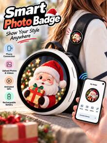 Smart Electronic Display Brooch, Digital Photo & Video Pendant Connectable To Phone, Rechargeable Screen Brooch, Supports Personalized Content, Creative Fashion Accessory, Christmas Halloween Birthday Valentine's Day Gift For Men & Women - View 7