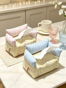 1 Buah Penutup Kotak Tisu Berbentuk Sofa dengan Motif Bunga, Tempat Tisu Dekoratif Berbentuk Persegi dari Kain Gaya Vintage, Untuk Meja, Kamar Tidur, Ruang Tamu, Dekorasi Rumah Sehari-hari - MultiWarna - View 2