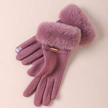 Women's Touchscreen Gloves, Pink, Waterproof, Soft Warm Wool Lining, Outdoor Winter Gloves - Pink - View 9