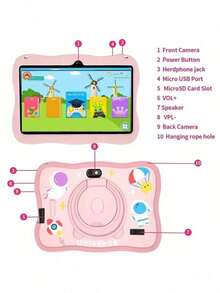 4GB RAM + 64GB ROM / 7 吋平板電腦 / 四核 1.3GHz / Android 13 MTK6735 / 1280x800 HD IPS 螢幕 / 2MP+5MP 鏡頭 / 4000mAh 電池 / WiFi、家長控制、教育、遊戲 / ABS 塑料 + 矽膠，教育平板 - 粉色 - 查看 6