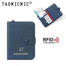RFID Blocking Passport Holder PU Travel Document Wallet With Detachable Lanyard Multi Slots Holds 2 Passports Cards SIM Cards & Boarding Ticket - Multicolor - View 11