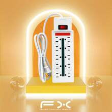 CHA‑110E Power Strip, 10 Outlets With On‑Off Switch, 1.5m Cable, American Plug - White - View 2