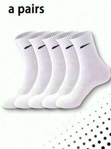 1/5/10 Pairs Men's Mid-Calf Socks, Minimalist Geometric Pattern, Breathable & Comfortable, Sporty Style, Fun Halloween Gift Socks - Multicolor - View 12