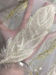 1PC Dual-Color Embroidered Sheer Luxury Feather Embroidery Translucent ...