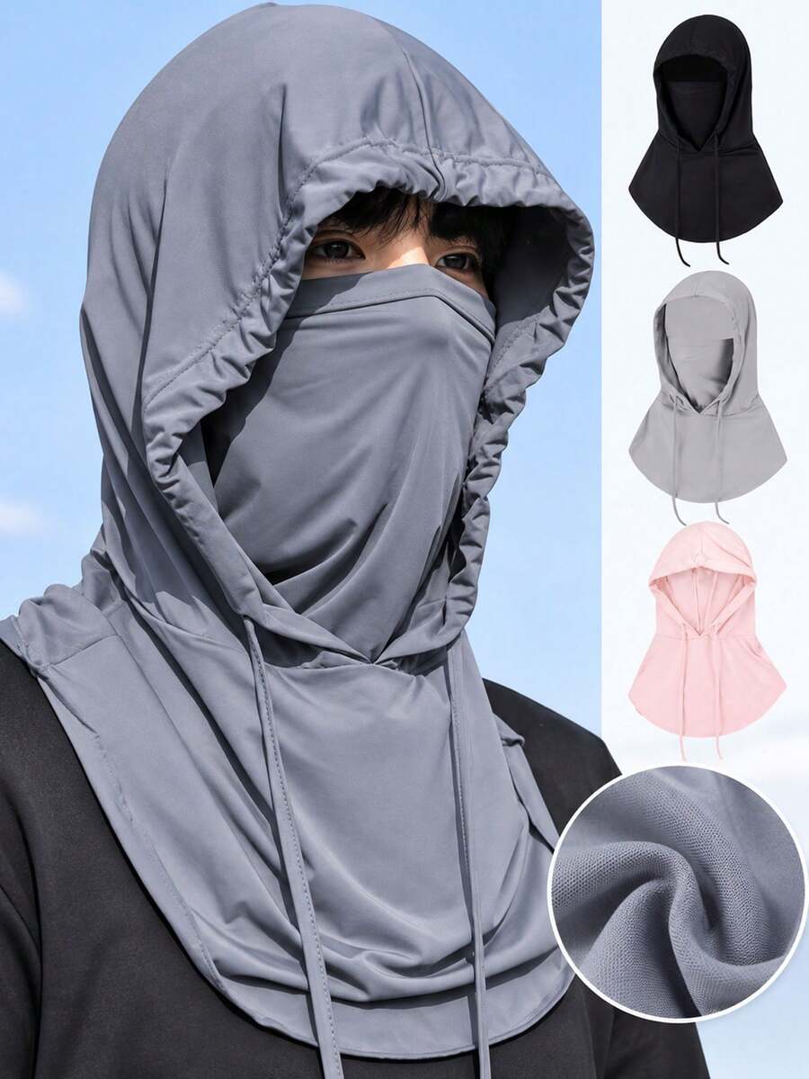 Breathable Full Head Face Mask Summer Cooling Neck Gaiter Multipurpose Outdoor Sun Protection Hat Adjustable Drawstring Neck With Ear Covers Men Women For Motorcycle Cycling Fishing Riding Skiing Camping Bike Essentials Accessorie Hiking Outfits