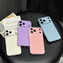 奢華 PU 皮革荔枝紋啞光手機殼，相容 iPhone 18 Pro Max 18 Pro，抗指紋硬殼，適用 17 Pro Max 16 Pro Max 15 14 Plus 13 Pro Max 12 11 16e 17e，18 & 17 系列大視窗蓋 - 粉色 - 查看 6