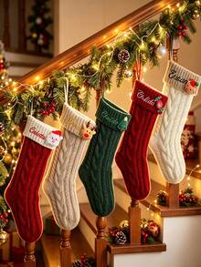 Kaos Kaki Natal Bordir 2026, Kaos Kaki Keluarga Rajut, Kaos Kaki Natal Personalisasi dengan Nama, Hadiah Liburan - MultiWarna - View 7