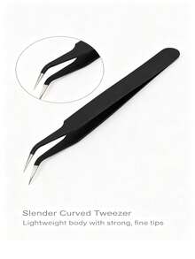 Bend Pointed Black Anti-Static Tweezers Suitable For Manual Use Such As Nail Art And Eyelash Beautification - A - View 2