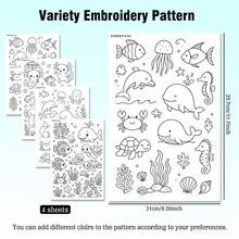 DIY Embroidery Stabilizer, A4 Size Self-Adhesive Water Soluble Non-Woven Auxiliary ,Deep-Sea Fish Design, For Beginner's To Use In Embroidery Projects - 21x29.7cm/8.26x11.7in - View 3
