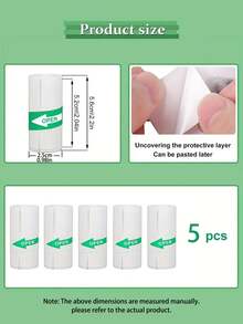 5 Rolls White Non-Adhesive Mini Printer Paper - White (Self-adhesive) - View 5