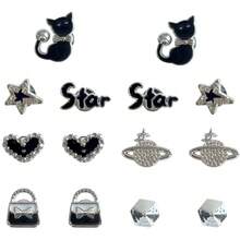 14PCS Black Silver Shoe Charms For Clogs, Cat Star Heart Planet Bag Gem Shoe Decorations, ABS DIY Shoe Accessories For Women Girls - Black - View 7