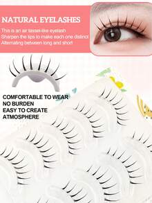 Sibeuna 5 Pairs Japanese Anime Style Transparent Stem Cartoon Eyelashes, Natural And Soft, Suitable For Beginners, Applicable For Daily/Party/Dance/Date/Travel/Multiple Occasions, Holiday Gift For Family, Girlfriend And Friends - Black - View 4