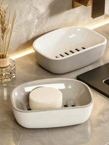 1pc Double Layer Soap Holder, Home Bathroom Draining Soap Dish, Large Double Layer Soap Storage Rack With Hollow Non-Slip Base, Laundry Soap Box, Double Layer Space-Saving Storage Rack For Bathroom Sink, Washbasin, Shower, Toilet - Various - View 8