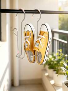 20pcs Stainless Steel Hanging Shoe Drying Rack, Space-Saving Windproof Shoe Hooks With Non-Slip Rubber Tips And Rust-Resistant Clips, Multi-Functional Shoe Rack For Sneakers And Boots, Indoor And Outdoor Use, Home Storage, Ideal Christmas Gift For Family And Friends - Multicolor - View 3