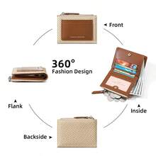 Women's Bi-Fold PU Woven Clutch Wallet, Multiple Card Slots, ID Window, Zipper Coin Pocket, Portable Small Wallet - Multicolor - View 5