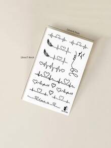 1pc Herbal Juice Semi-Permanent Magic Tattoo Sticker, Feather Heart ECG Pattern, Long-Lasting 14 Days, Non-Fading, Non-Reflective, Temporary Tattoo Sticker For Arm, Waist, Abdomen And Body - Blue - View 8
