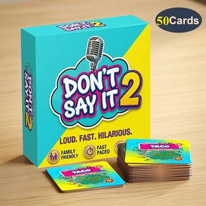 1 Box - Don't Say It! 2 Taboo Word Guessing Party Card Game, 50 Fun Interactive Cards, Rounded Corner Portable Design, Family Gathering Tabletop Game, Travel Camping Entertainment Mini Game, Hilarious Icebreaker Challenge Gift