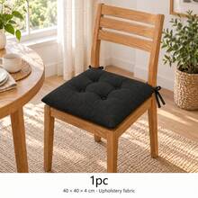 40 X 40 X 4 Cm Chair Seat Cushions, Square Polyester Chair Pads, 1, 2, 4 Or 6 Piece Packs, 8 Solid Colours - Black - View 3