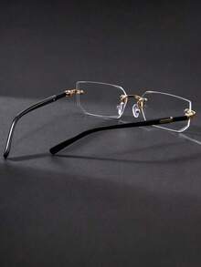 1pc Fashion Rimless And Women's Small Frame Y2K Versatile Personality Glasses - Black - View 2
