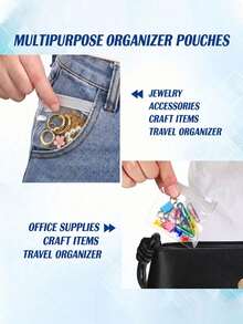 20/7/1pc Multipurpose Zipper Storage Pouches, Portable Travel Organizer Bags, Reusable Waterproof Seal Bags For Jewelry, Paper Clips, Craft Supplies, Coins, Keys, Hair Accessories And Small Accessories - Multicolor - View 3