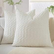 2pcs/Set Sarung Bantal Bertekstur Lembut Ukuran 18x18 Inci, Sarung Bantal Dekoratif Lembut dan Nyaman dengan Warna Kontras, Cocok untuk Dekorasi Rumah bagi Penyewa, Dapat Digunakan di Ruang Tamu, Sofa, Kursi, Tempat Tidur, Kamar Tidur, Sarung Bantal Gaya Pedesaan Nordik Modern (Isi Bantal Tidak Termasuk) Putih Krem - Putih Krem - View 6