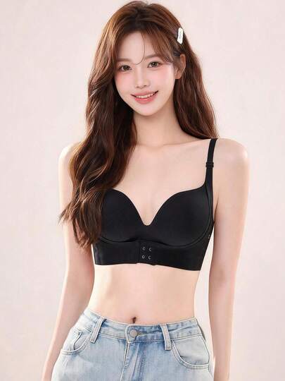 Elisvara Women's Seamless Bra, Strong Push-Up, Wire-Free Push-Up Bra, Designed For Small Bust, Makes Bust Look More Petite Wireless