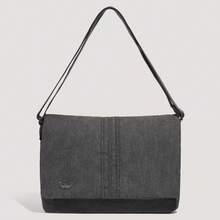 Adidas Originals Multi-Use Embossed Trefoil Logo Removable Strap Fabric Messenger Bag Shoulder Bag Medium Unisex Couple Style Charcoal Gray - Charcoal Ash - View 3