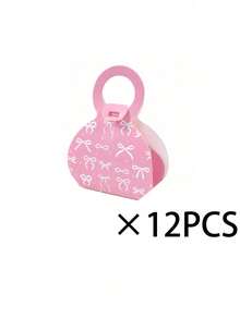 24/12/1pc Pink & White Bowknot Gift Box With Handle, Bowknot Design, Suitable For Birthday Party, Wedding Table Decor, Newborn Celebration Gift Box, Birthday Wedding Favor Box, Baby Shower Decor, Gender Reveal Party Decor, First Birthday Decor, Baby Shower Favor Box And Wedding Decor - Multicolor - View 10