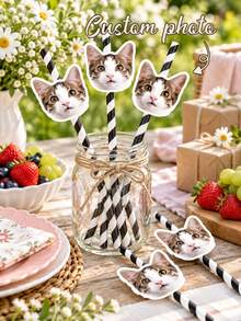 Custom Face Photo Straws - Personalized Birthday Straws, Party Decor, Custom Face Paper Straws, Personalized Birthday Photo Straws, Bachelorette Party Straws, Fun Photo Decoration, Bachelorette Party Gift - Multicolor - View 6