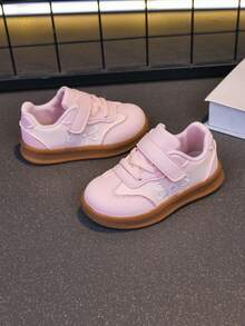 Giày sneaker thường ngày cho bé gái mùa xuân/thu, thêu nơ, quai dán dễ xỏ, mũi tròn bảo vệ ngón chân, da bò, đế mềm chống trượt, cho bé tập đi, mầm non, đi học và dùng hàng ngày đa năng - Hồng - Xem 3