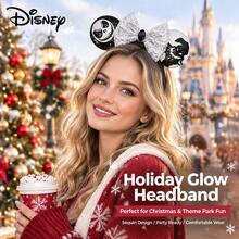 Disney Ear Headband, Glitter Sequin Bow Halloween Costume Headband, Gothic Skull Cosplay Accessory - Multicolor - View 3