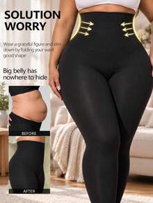 2pcs Plus Size High Waist Tummy Control Butt Lifting Elastic Yoga Fitness Pants For Women - Multicolor - View 2