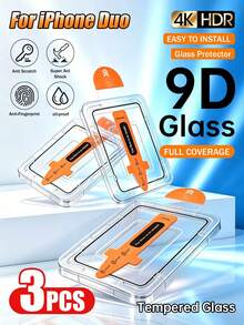 3片裝高畫質鋼化玻璃螢幕保護貼，適用於Phone DUO/Phone 18 Pro Max/Phone 18 Pro Max，自動除塵、易於安裝、無氣泡，採用防碎 9H 玻璃材質，耐刮耐磨 - 無色 - 查看 1