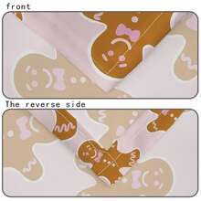 1PC/4PCS/5PCS/6PCS/7PCS/30PCS Light Pink Cute Gingerbread Man Print Tablecloth & Elastic Chair Cover Set, Non-Slip Washable Dining Tablecloth + Elastic Chair Covers, Suitable For Christmas Eve Dinner, Christmas Family Gathering, Holiday Party, Home Dining Table Decoration - Baby Pink - View 3
