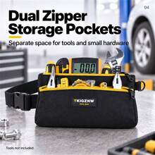 TKIGZNW A028 Compact Utility Waist Storage Bag 1Pc Dual Layer Zipper Tool Pouch Adjustable Strap For Electrician DIY - Black - View 4